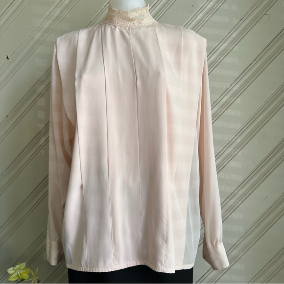 Vintage Lace High Neck Blouse Size 12 - Picture 11 of 11